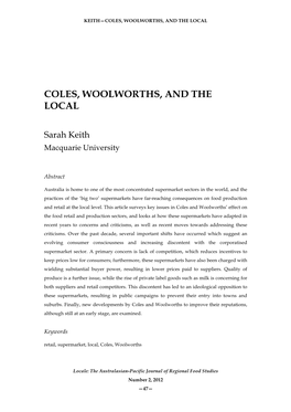 Coles, Woolworths, and the Local