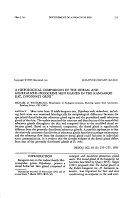 A Histological Comparison of the Dorsal and Generalized Holocrine Skin Glands in the Kangaroo Rat, Dipodomys Ordii1