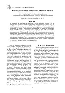 Butachlor, Pretilachlor, 2,4-D and Oxyfluorfen in Two Soil Types, Viz