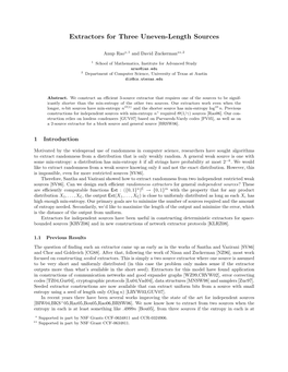 Extractors for Three Uneven-Length Sources