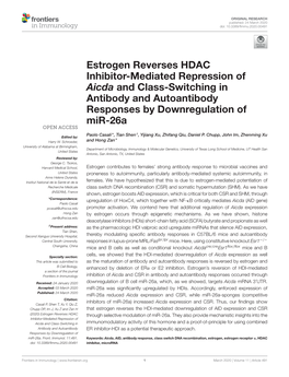 Estrogen Reverses HDAC Inhibitor-Mediated Repression of Aicda and Class-Switching in Antibody and Autoantibody Responses by Downregulation of Mir-26A