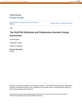 The SHASTRA Distributed and Collaborative Geometric Design Environment