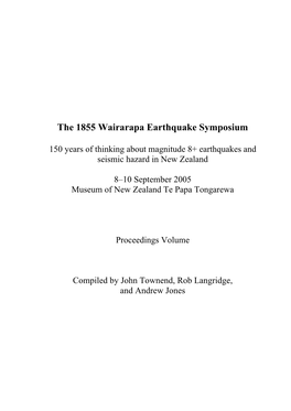 The 1855 Wairarapa Earthquake Symposium