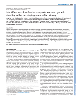 Identification of Molecular Compartments and Genetic Circuitry in the Developing Mammalian Kidney Jing Yu1,2, M