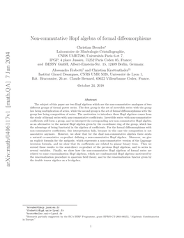 Non-Commutative Hopf Algebra of Formal Diffeomorphisms