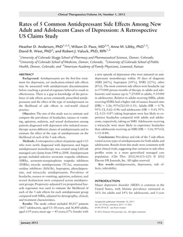 Rates of 5 Common Antidepressant Side Effects Among New Adult and Adolescent Cases of Depression: a Retrospective US Claims Study