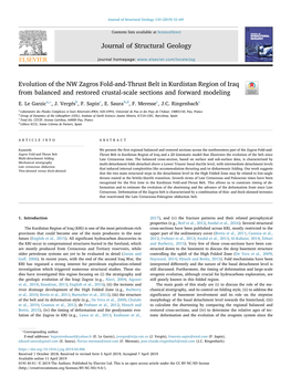 Evolution of the NW Zagros Fold-And-Thrust Belt in Kurdistan Region of Iraq from Balanced and Restored Crustal-Scale Sections and Forward Modeling T