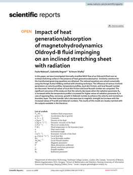 Impact of Heat Generation/Absorption of Magnetohydrodynamics Oldroyd-B Fluid Impinging on an Inclined Stretching Sheet with Radi