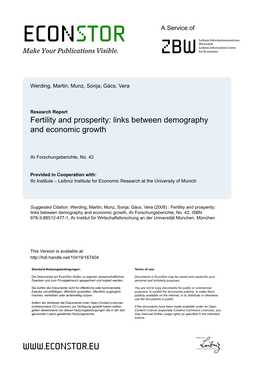 Fertility and Prosperity: Links Between Demography and Economic Growth