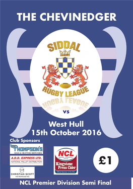 West Hull 15Th October 2016 Club Sponsors