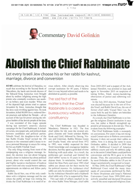 Abolishthe Chiefrabbinate