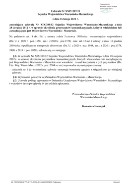 Uchwała Nr XXIV/387/21 Sejmiku Województwa Warmińsko-Mazurskiego Z Dnia 16 Lutego 2021 R