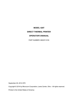 Model 428T Operators Manual