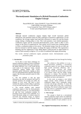 Thermodynamic Simulation of a Hybrid Pneumatic-Combustion Engine Concept