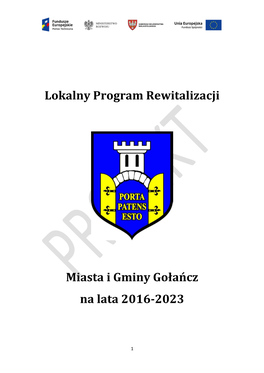 Lokalny Program Rewitalizacji Miasta I Gminy Gołańcz Na Lata 2016-2023