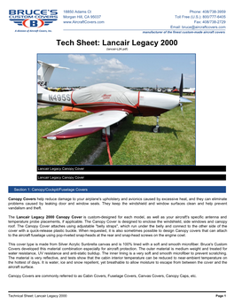 Lancair Legacy 2000: Covers, Plugs, Sun Shades & More
