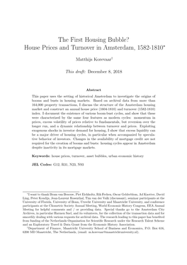 House Prices and Turnover in Amsterdam, 1582-1810∗