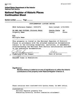 National Register of Historic Places Continuation Sheet