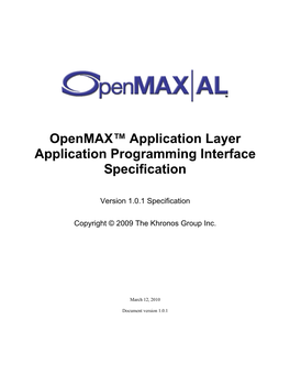 Openmax Application Layer 1.0 Specification