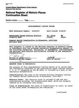 National Register of Historic Places Continuation Sheet