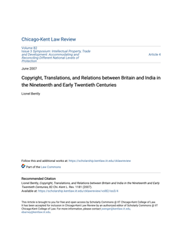 Copyright, Translations, and Relations Between Britain and India in the Nineteenth and Early Twentieth Centuries