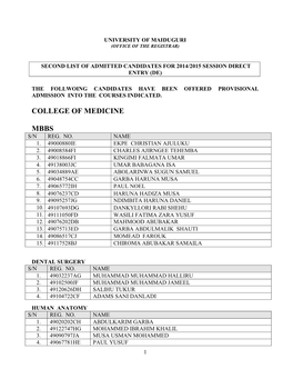 College of Medicine Mbbs