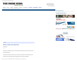 Irish News: NEWS: Witness to Killing 'Under Death Threat'