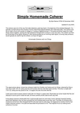 Simple Homemade Coherer