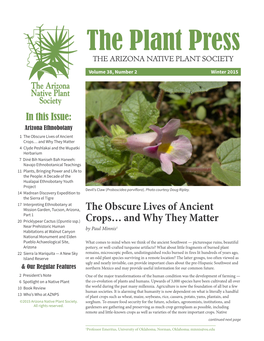 The Plant Press the ARIZONA NATIVE PLANT SOCIETY