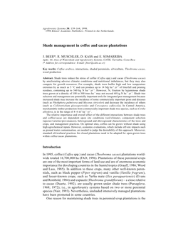 Shade Management in Coffee and Cacao Plantations