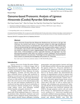Genome-Based Proteomic Analysis of Lignosus Rhinocerotis (Cooke