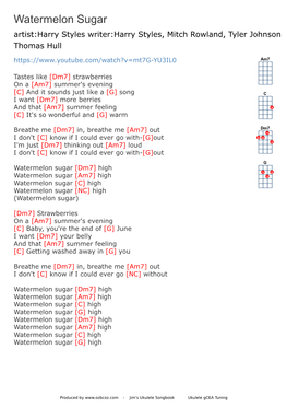 Watermelon Sugar Artist:Harry Styles Writer:Harry Styles, Mitch Rowland, Tyler Johnson Thomas Hull