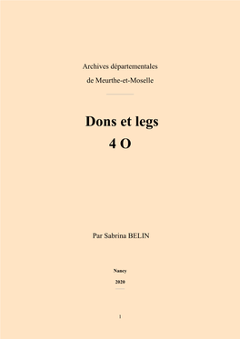 Dons Et Legs 4 O