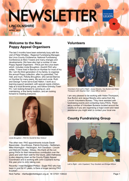 LINCOLNSHIRE Welcome to the New Poppy Appeal Organisers Volunteers County Fundraising Group