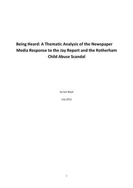 Being Heard: a Thematic Analysis of the Newspaper Media Response to the Jay Report and the Rotherham Child Abuse Scandal
