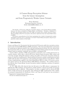 A Cramer-Shoup Encryption Scheme from the Linear Assumption and from Progressively Weaker Linear Variants