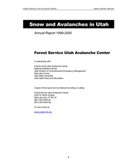 Snow and Avalanches in Utah