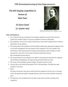 The 6Th Singing Competition in Honour of Mart Saar in Suure-Jaani 17–19