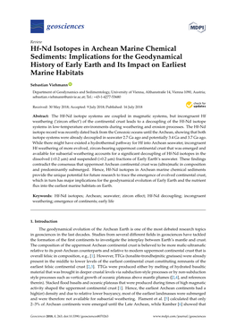 Hf-Nd Isotopes in Archean Marine Chemical Sediments: Implications for the Geodynamical History of Early Earth and Its Impact on Earliest Marine Habitats