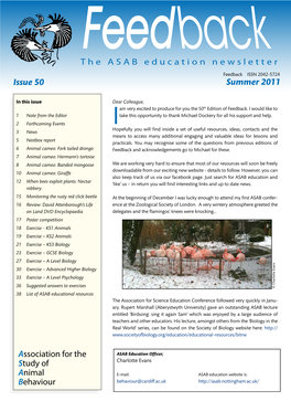 Issue 50 Summer 2011 Association for the Study of Animal Behaviour