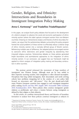 Gender, Religion, and Ethnicity: Intersections and Boundaries in Immigrant Integration Policy Making