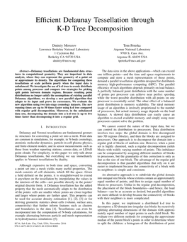 Efficient Delaunay Tessellation Through K-D Tree Decomposition