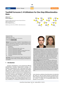 Twofold Ferrocene C–H Lithiations for One-Step Difunctionaliza- Tions