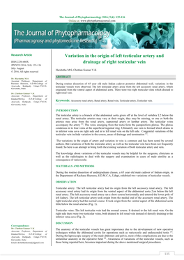 Variation in the Origin of Left Testicular Artery and Drainage of Right