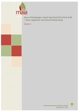 Shire of Dandaragan: Sandy Cape Road SLK 6.03 to 6.90 – Flora, Vegetation and Fauna Desktop Study