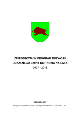 Zintegrowany Program Rozwoju Lokalnego Gminy Kiernozia Na Lata 2007 - 2013