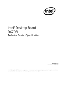 Intel® Desktop Board DX79SI Technical Product Specification