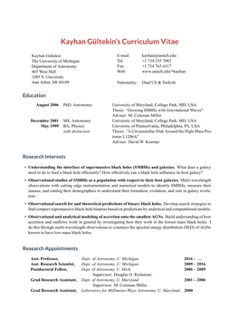 Kayhan Gultekin's CV