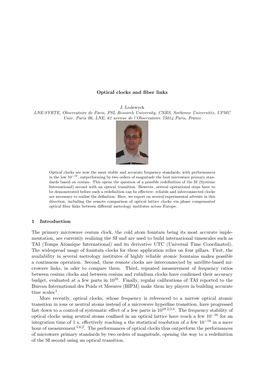 Optical Clocks and Fiber Links 1 Introduction the Primary Microwave