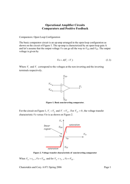 Operational Amplifier Circuits Comparators and Positive Feedback